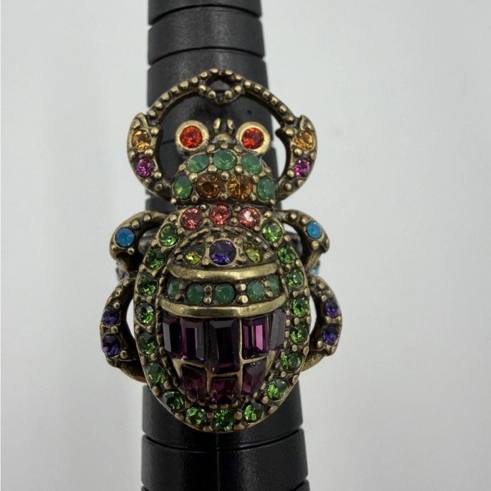 Vintage Heidi Daus Unique Colorful Beetle Ring Size 6 - Picture 6 of 8